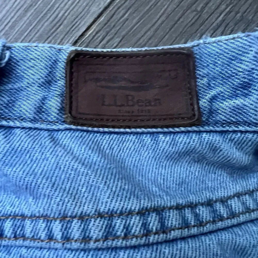 LL Bean Double L Hidden Comfort Waist Natural Fit Denim Blue Jeans Men's 42x32